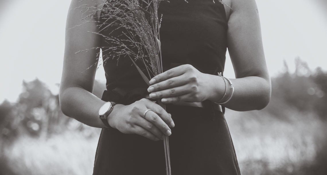 Woman with Wristwatch Black and White