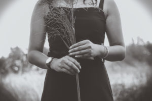 Woman with Wristwatch Black and White